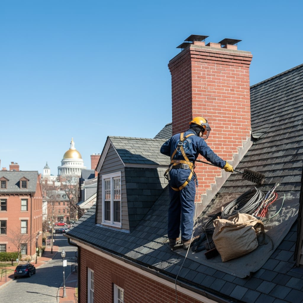 Fresh Smoke Chimney Sweep team working on chimney